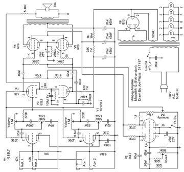 Ampeg M12 6V6 version schematic circuit diagram